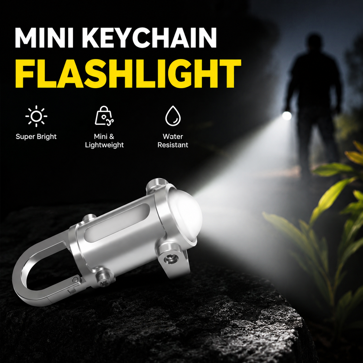 1200LM Super Bright Rechargeable Keychain&SOS Flashlight-Waterproof