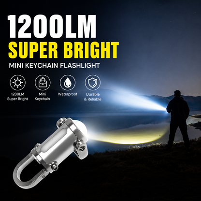 1200LM Super Bright Rechargeable Keychain&SOS Flashlight-Waterproof