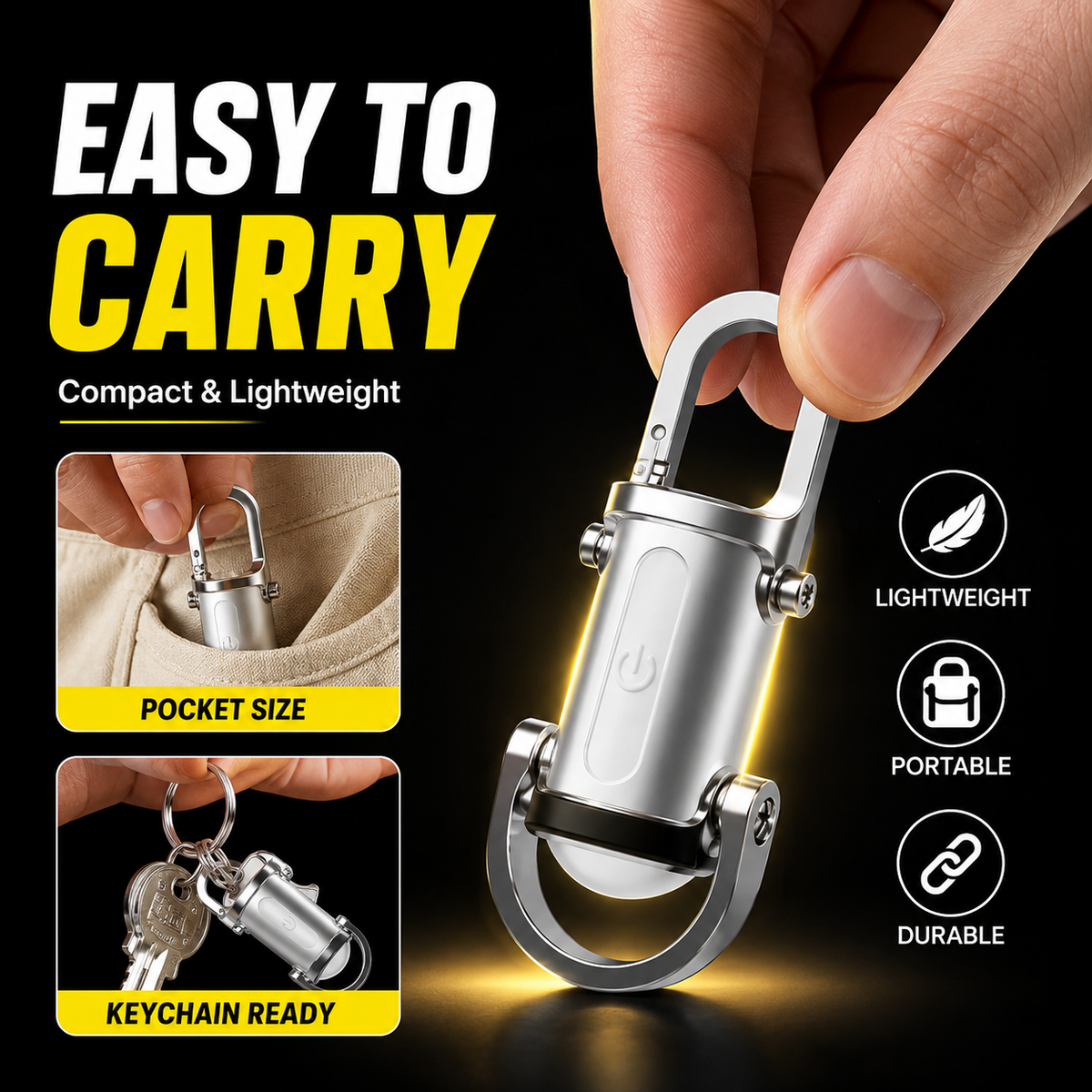 1200LM Super Bright Rechargeable Keychain&SOS Flashlight-Waterproof